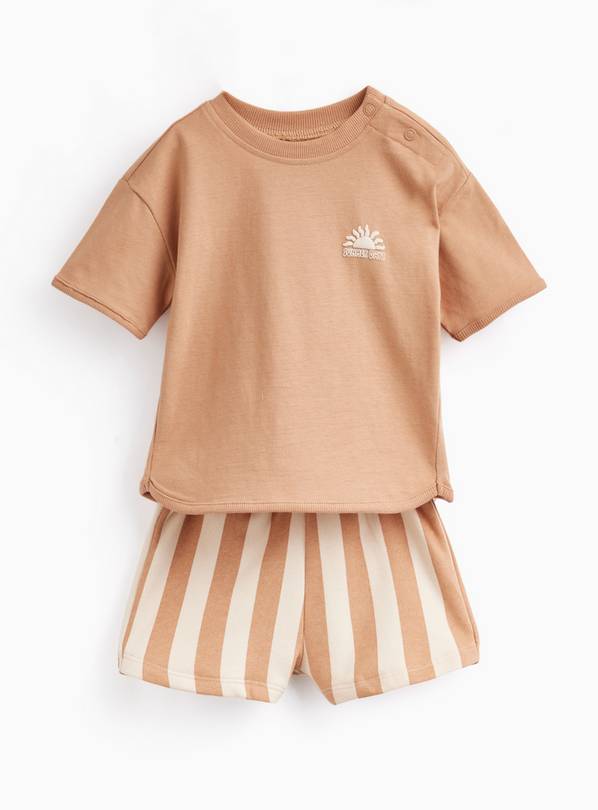 Brown Sunshine Print T-Shirt & Shorts Set 9-12 months